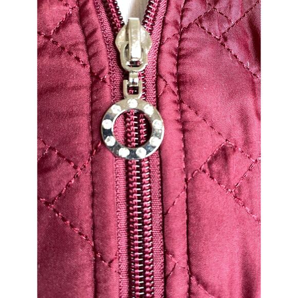 French Laundry Womens Fleece Quilted Front Vest Size Small Burgundy Full Zip - Picture 7 of 8